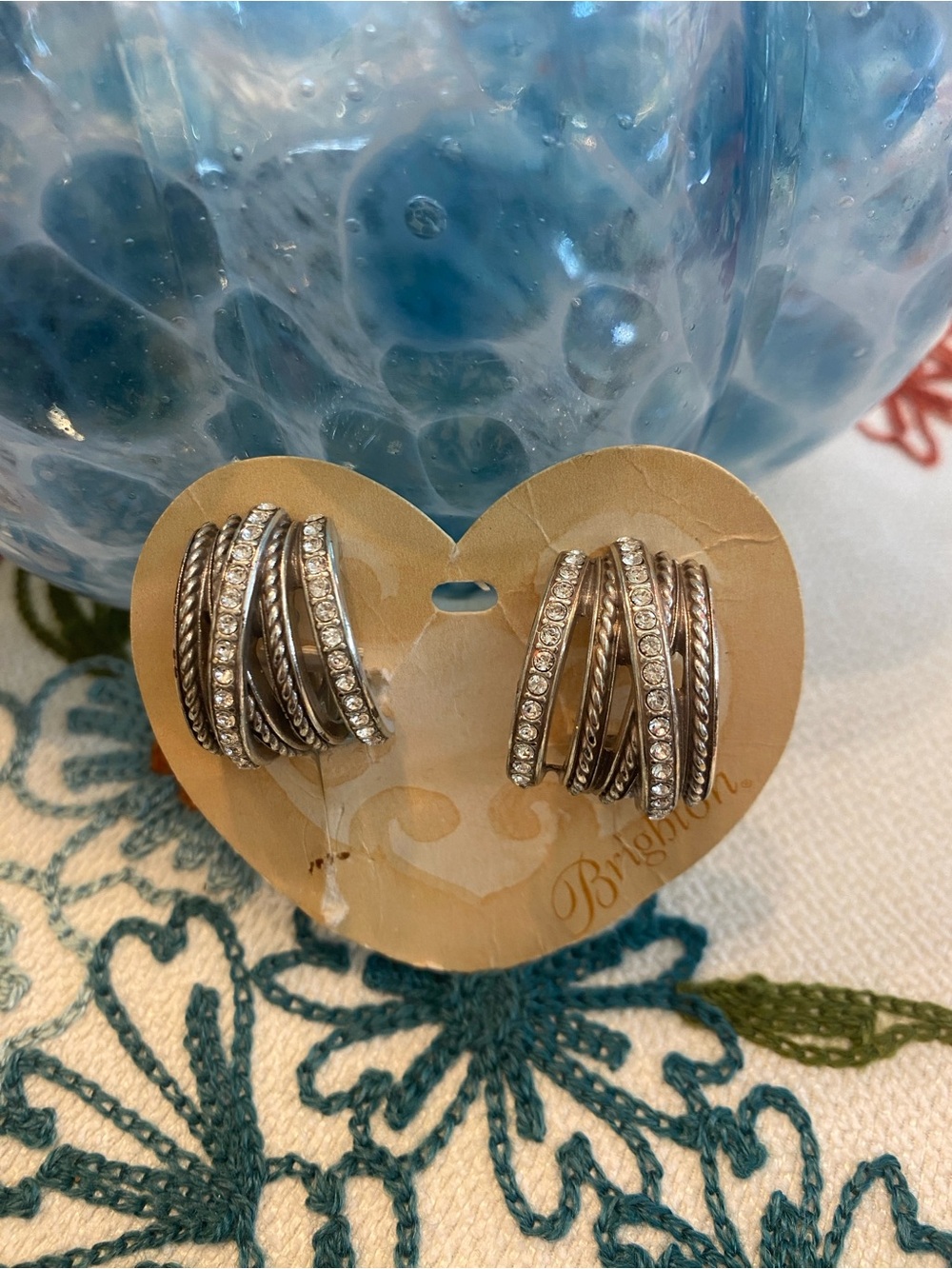 Brighton Silver-Tone Crystal Multi-Band Neptune’s Ring Hoop Earrings